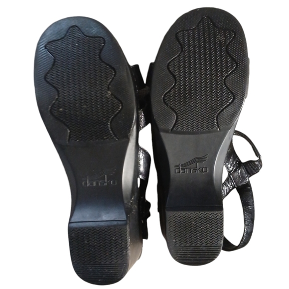 Dansko Surraya Leather Black Platform Ankle Strap Sandals Women's size 10 - Picture 7 of 11